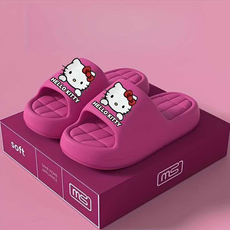 E-shop Hello Kitty-Hausschuhe | Unisex, niedliches Gesichts- und Schleifendesign, weiche EVA-Innensohle und dicke Sohle, ideal für die ganzjährige