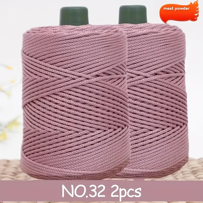 Image of 2pcs 3mm Hollow Crochet Yarn, Shiny Polyester Thread (total Weight 540g) | Breathable Cord Yarn For Diy Crochet Bags, Hats, And Cushion Decorations