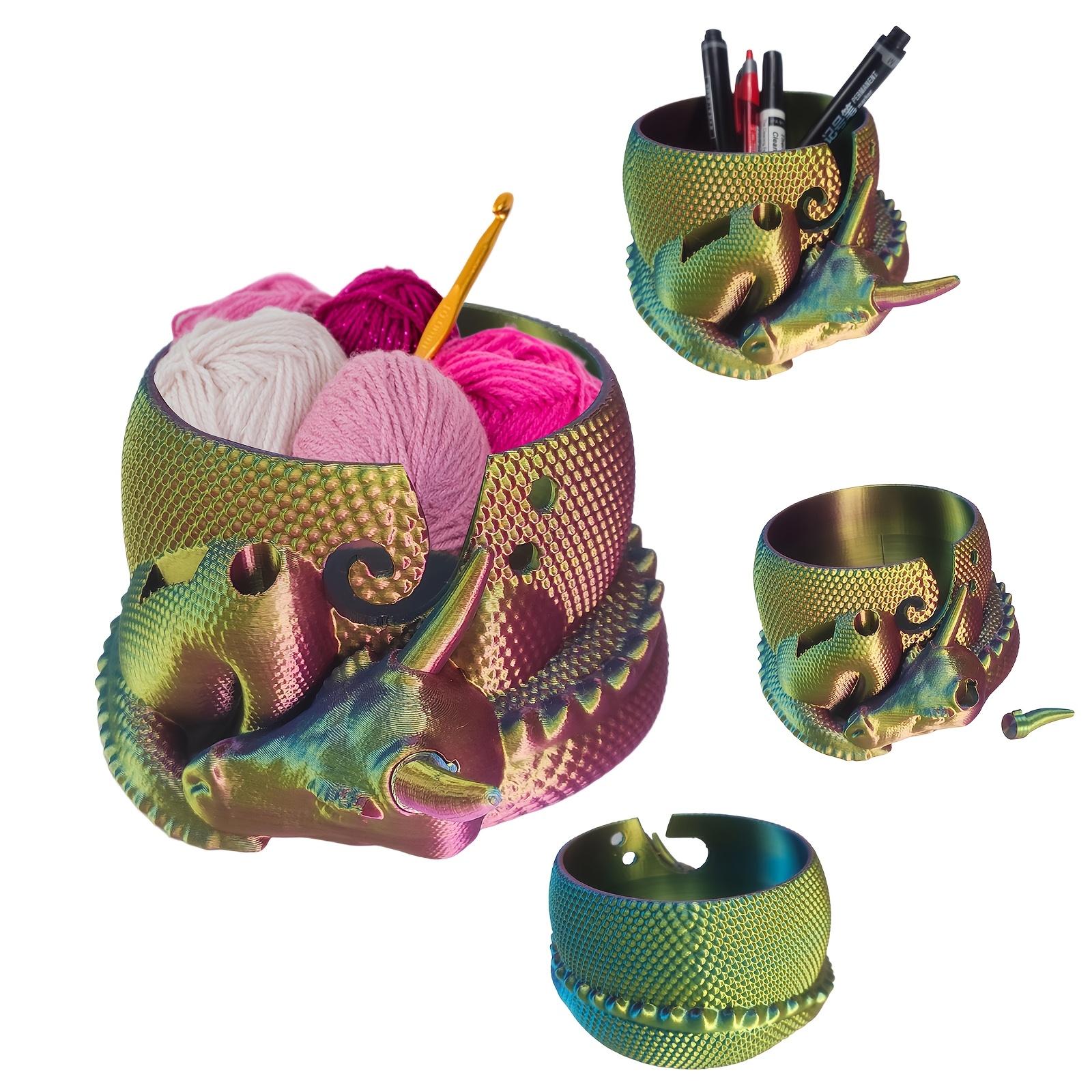 

Dragon Bowls For Crochet Knitting Wool Storage Basket Round With Holes Handmade Craft Crochet Kit