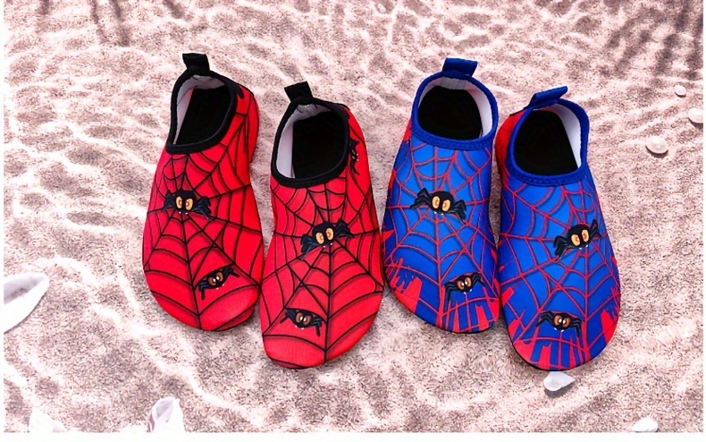 Spider Boy Beach Shoes Red Wading Shoes Lightweight Water Shoes Beach Swimming Girls Water Shoes Swimming Surfing Summer Youngsters's Cartoon Cute Three Spider Webs