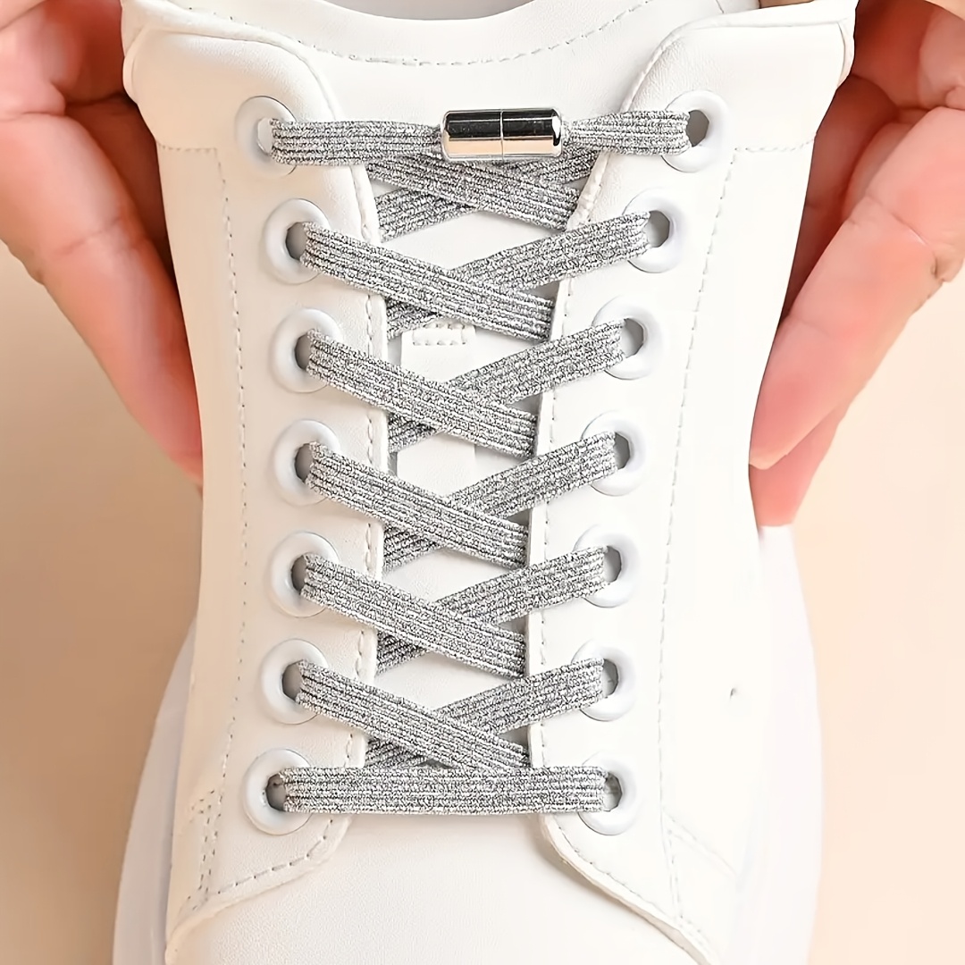No-Tie Silver Shoelaces