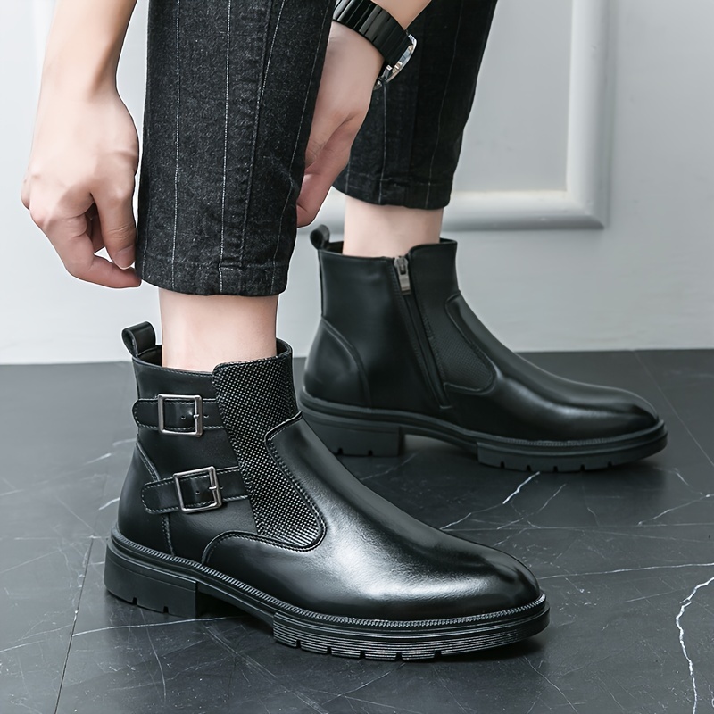 

Men'-inspired - Sleek, Round Toe With Side Zipper, Leather For Outdoor & Casual Wear