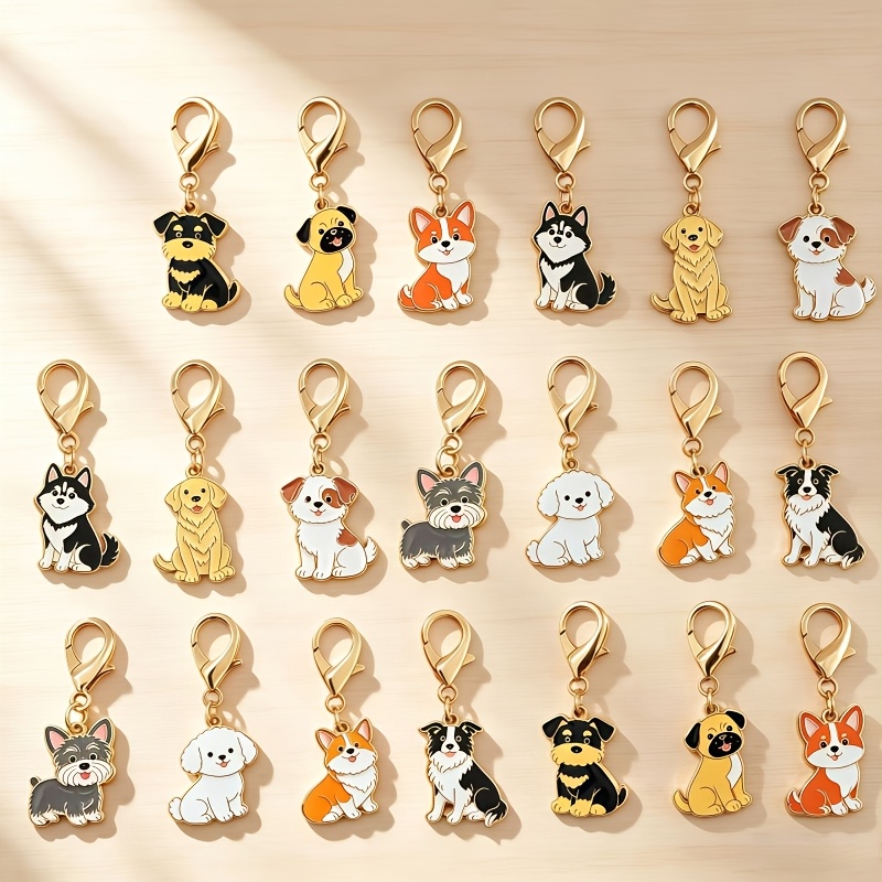 TEMU 20 llaveros de perro de dibujos animados, llaveros temáticos de animales, dijes para bolsos, regalo , adecuados para amantes de las mascotas,