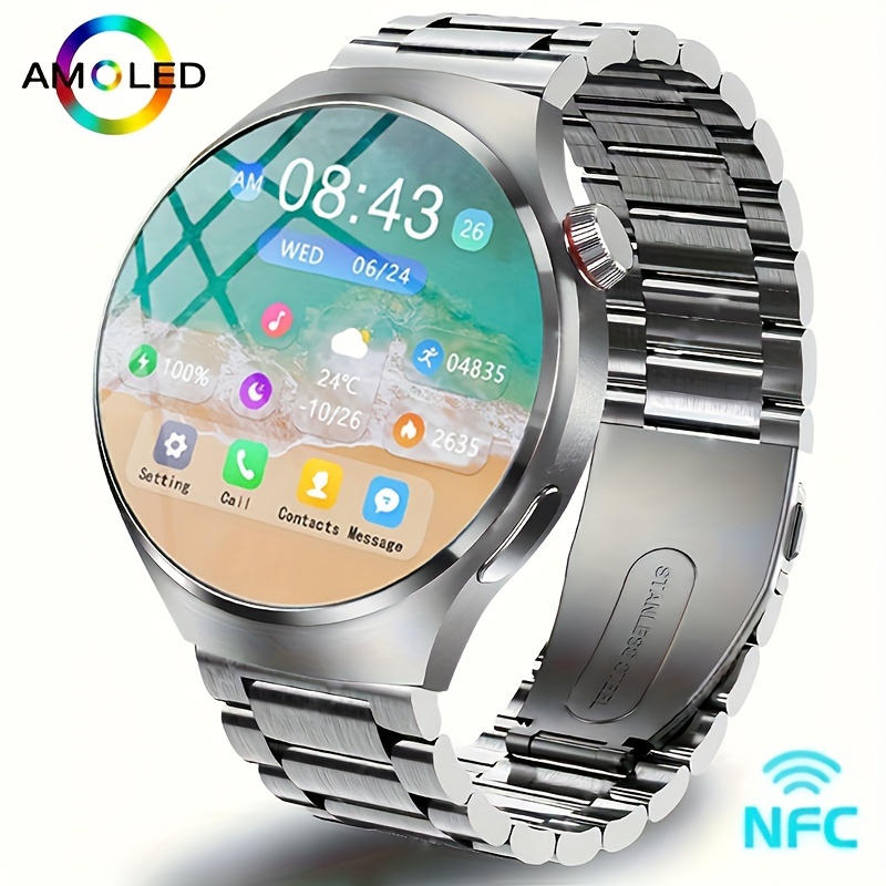 

Maoyuan New Nfc Smart Watch Men's Watch 4 Pro Amoled 466 * 466 Hd Screen Ai Voice Wireless Call Gps Track Smart Watch Men's Sports And Fitness Watch 2024
