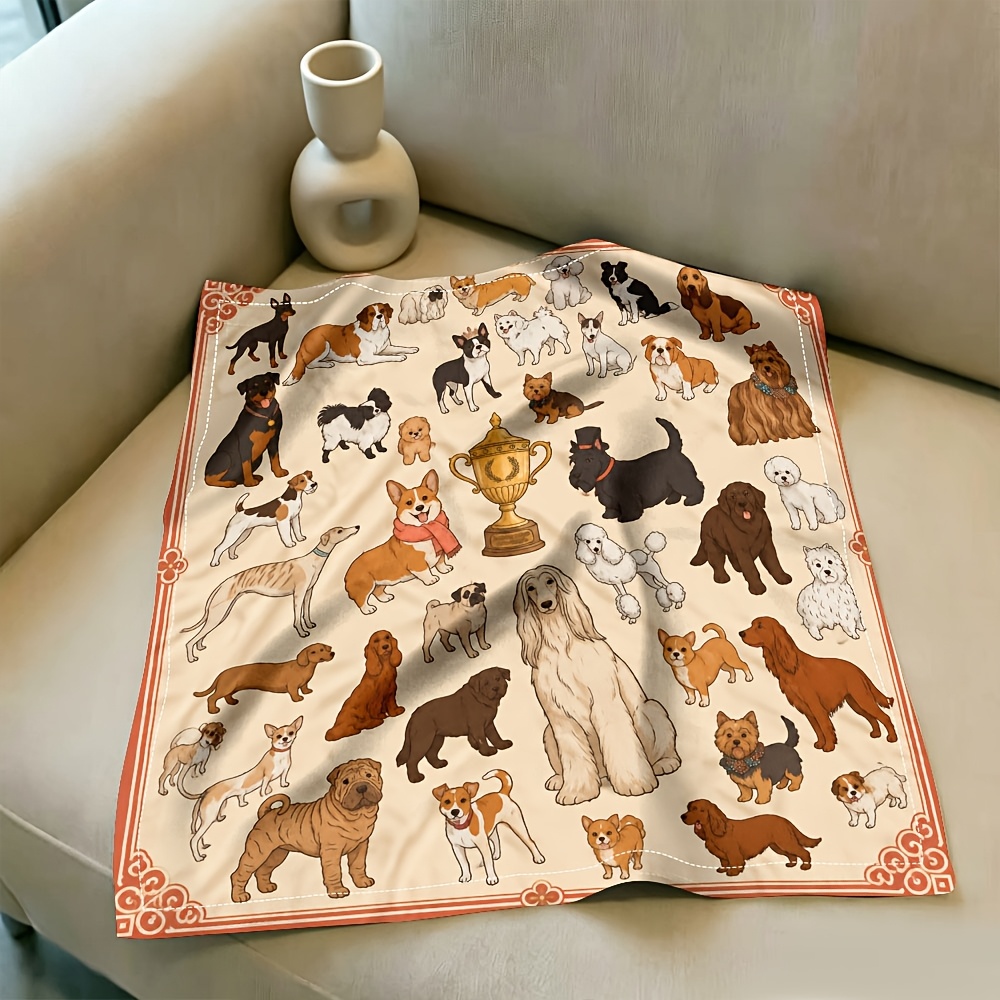 TEMU Beige Cute Puppy Trophy Patterned Bandana, Classic Retro Printed Scarf, Fashionable Decorative Headscarf Handkerchief, Suitable For Holiday