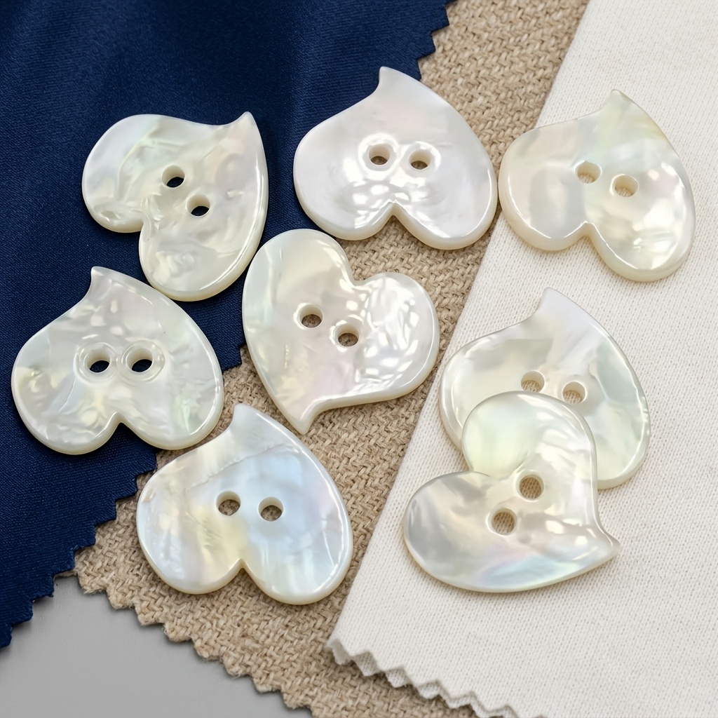 TEMU 14pcs Iridescent Heart-shaped Buttons Premium Buttons For Sewing & Crafts - Durable & Elegant Design For Coats, Shirts, And Diy Projects -