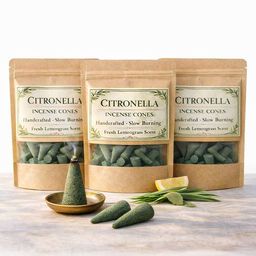 handmade incense cones offer herbal fragrance that and lasts long suitable for indoor and outdoor use packaged in a vintage style paper bag aromatic cones create a pleasant atmosphere for home
