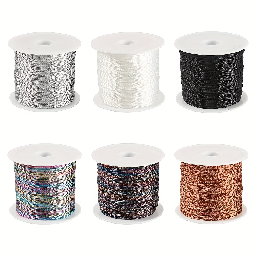 TEMU 6 Rotoli 6 Colori Filo Poliestere 6-Ply, per e Creazione di Braccialetti Intrecciati Fai da Te, Colori , Diametro 0,4 mm, 54,68 Iarde (50