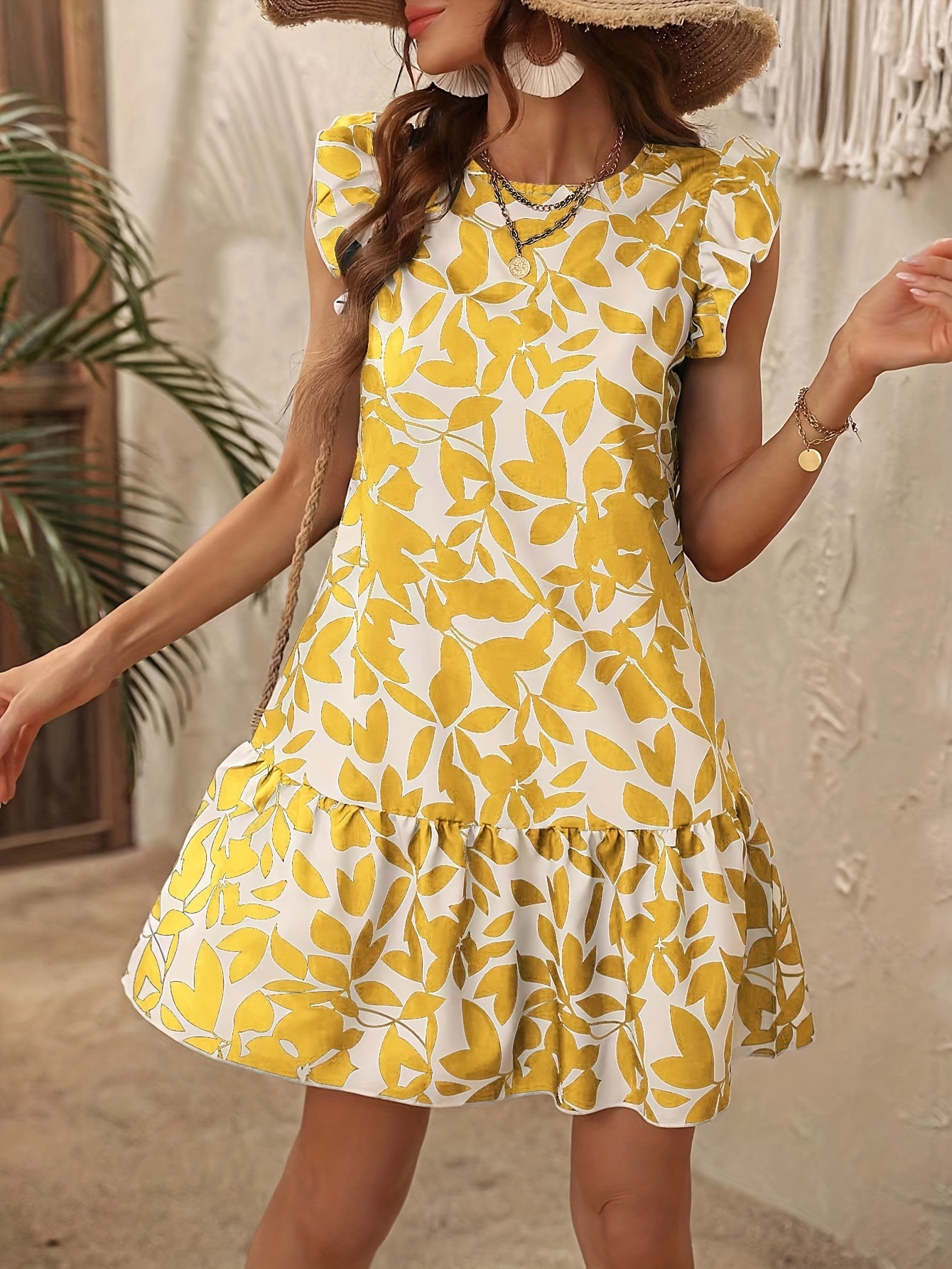 womens floral print sleeveless a line dress hem knee - Temu