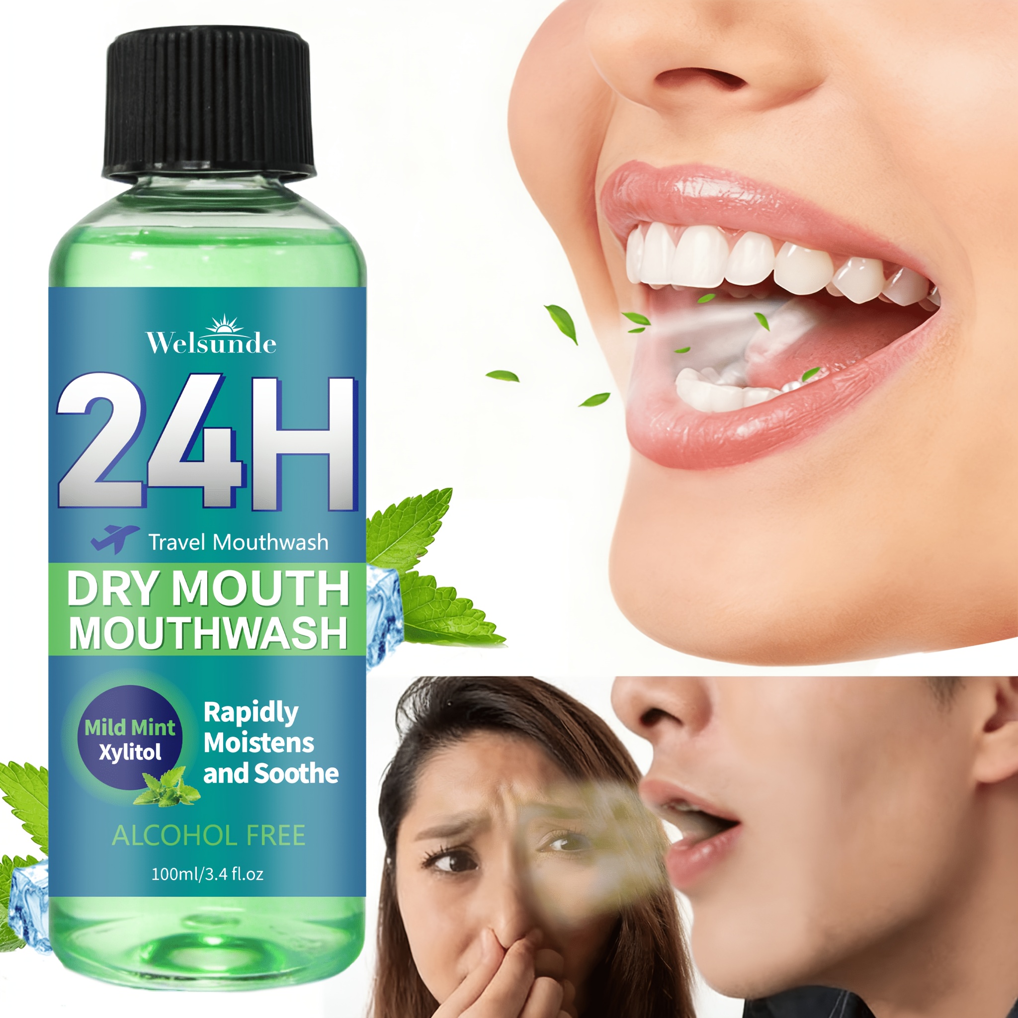 24H Dry Mouth Mouthwash - Rapidly Moistens And Soothes with a Minty Taste, Contains Xylitol, Helps Maintain Oral Comfort, Long-Lasting Oral Comfort, Travel Mouthwash, No Oral Irritation, Natural Ingredients for Daily Oral Care, Suitable for Everyone - Image 3