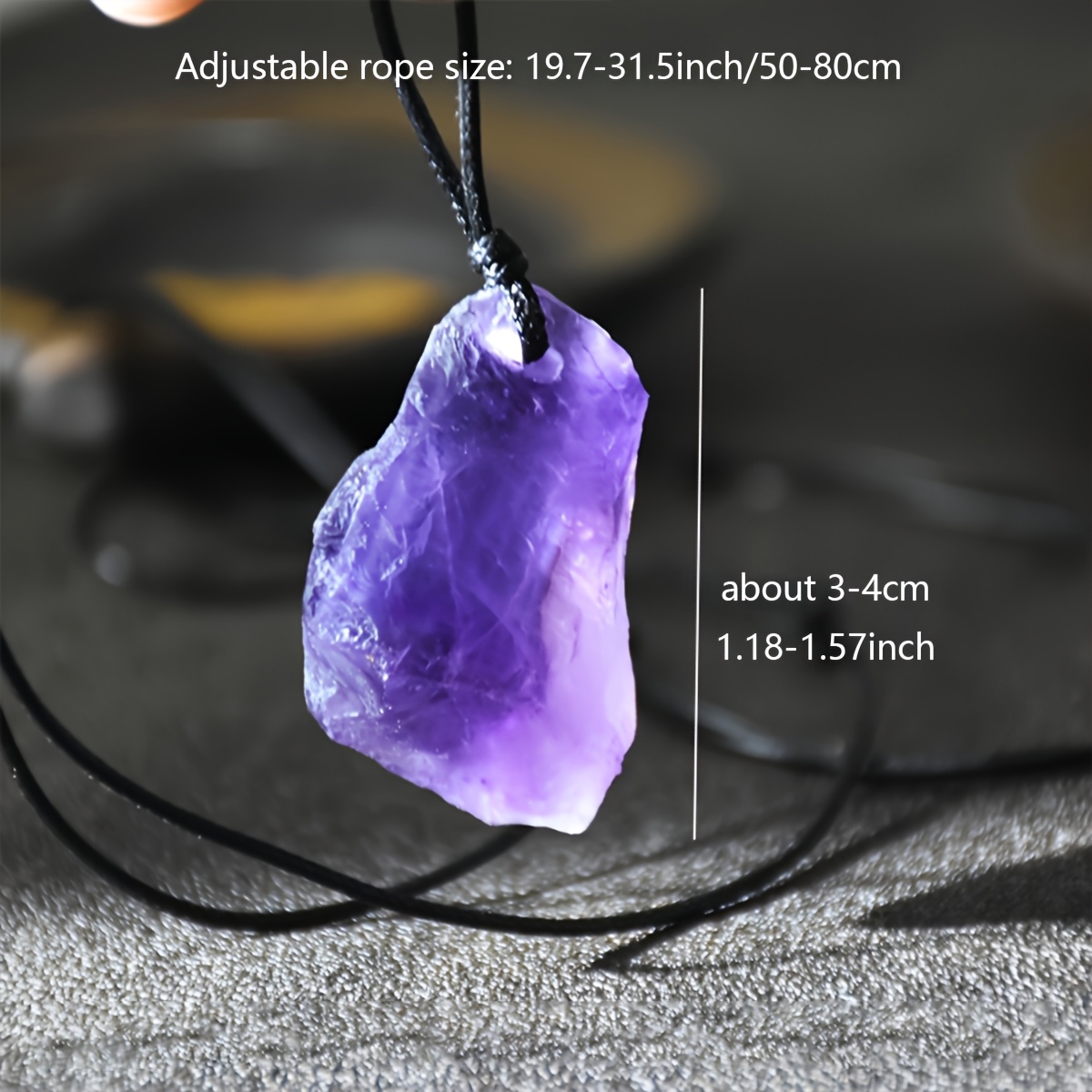 Image of 1pc Natural Crystal Vintage Natural Amethyst Pendant Necklace For Men And Women, Irregular Random Shape Aura Amethyst Jewelry, Suitable For Daily Wear And Gifts