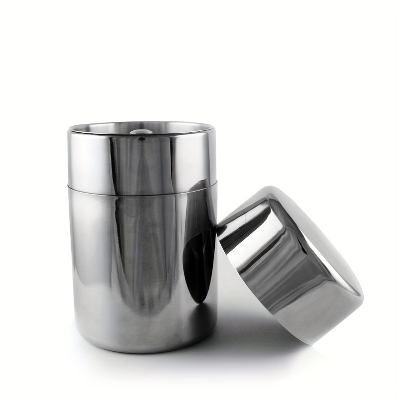 TEMU 304 Stainless Steel Tea And Peel Airtight Storage Canister, Moisture-proof. Used As A Container Or For Display, It Maintains A Calm And
