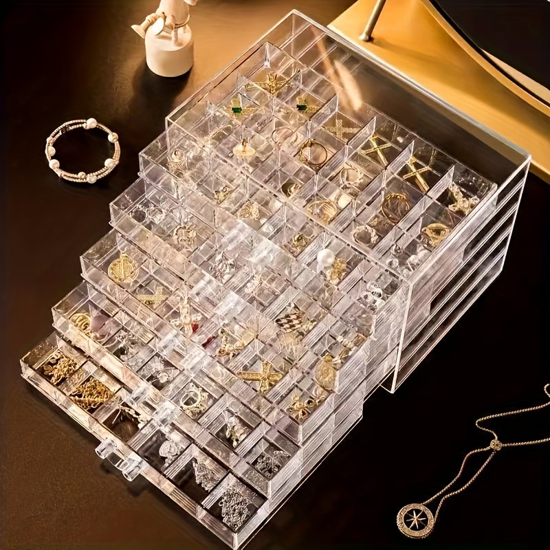 

1pc Transparent Jewelry Storage Box, Drawer Type Ring Earring Necklace Large Capacity Acrylic Jewelry Sorting Box, Jewelry Boxes