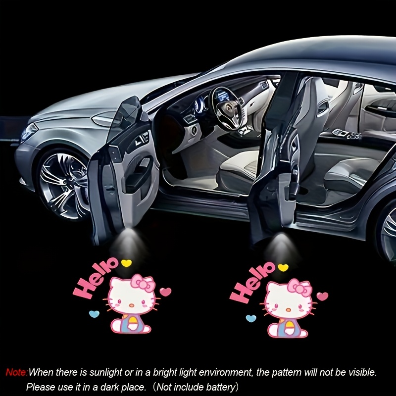 Temu – TEMU Set Of 2 Hello Kitty Car Door Lights, Featuring Led Projectors That Display A Cartoon . Wireless Led Lights Create A Shadow Effect And Serve As