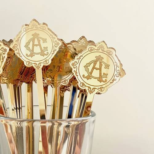 custom initials drink stirrers plexiglass monogram cocktail sticks wedding and party decor