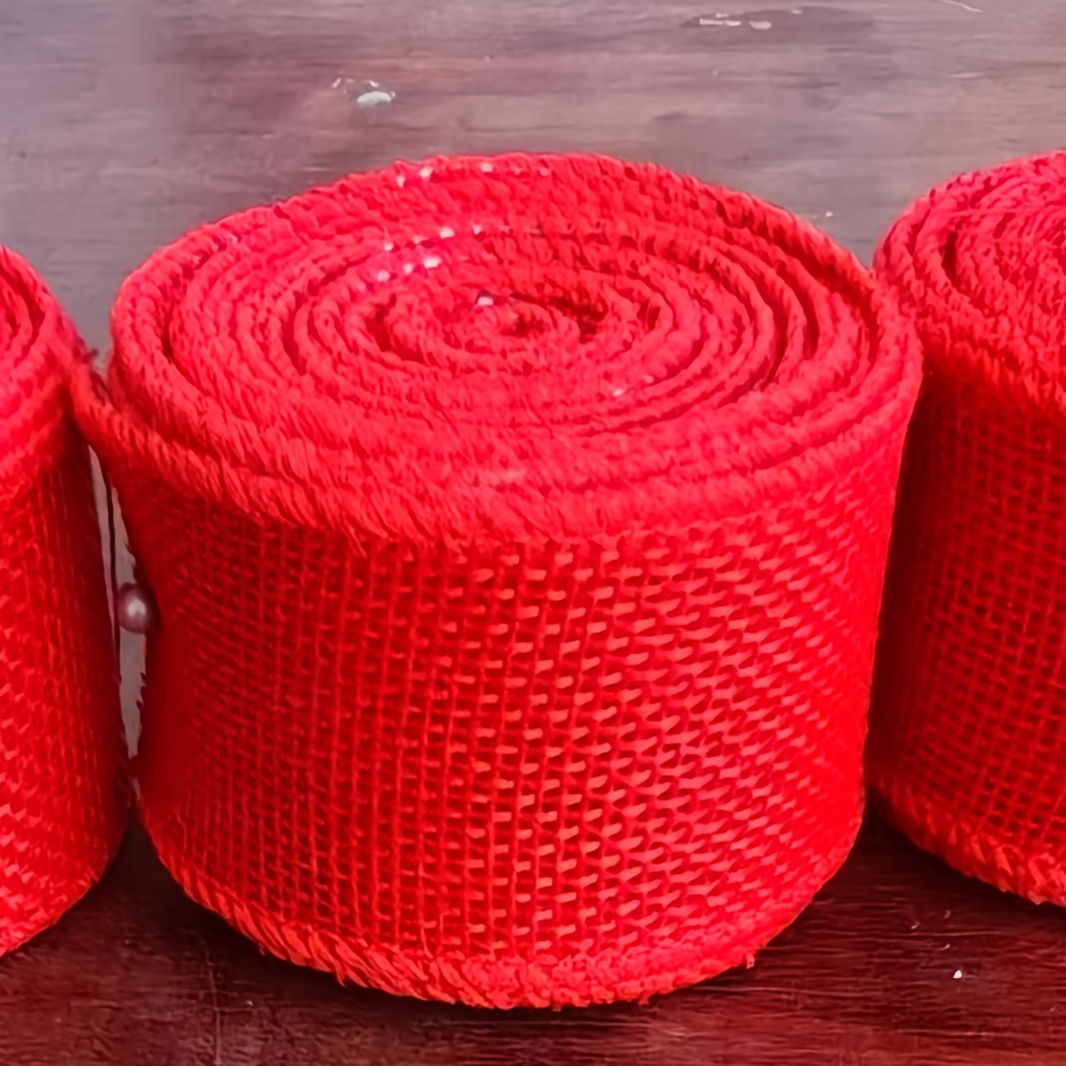 

1 Roll Red Burlap Ribbon With Wired Edge - Craft Ribbon For Large Bows, Garlands, And Outdoor Decorations