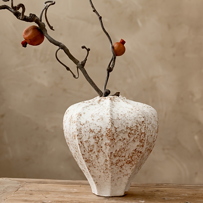 A Handcrafted White Ceramic Vase - Vintage Style Modern Home Decor, Suitable for Dining Tables, Kitchens, Offices, Or Living Rooms - an Ideal Housewarming Gift And Vase Home Decoration