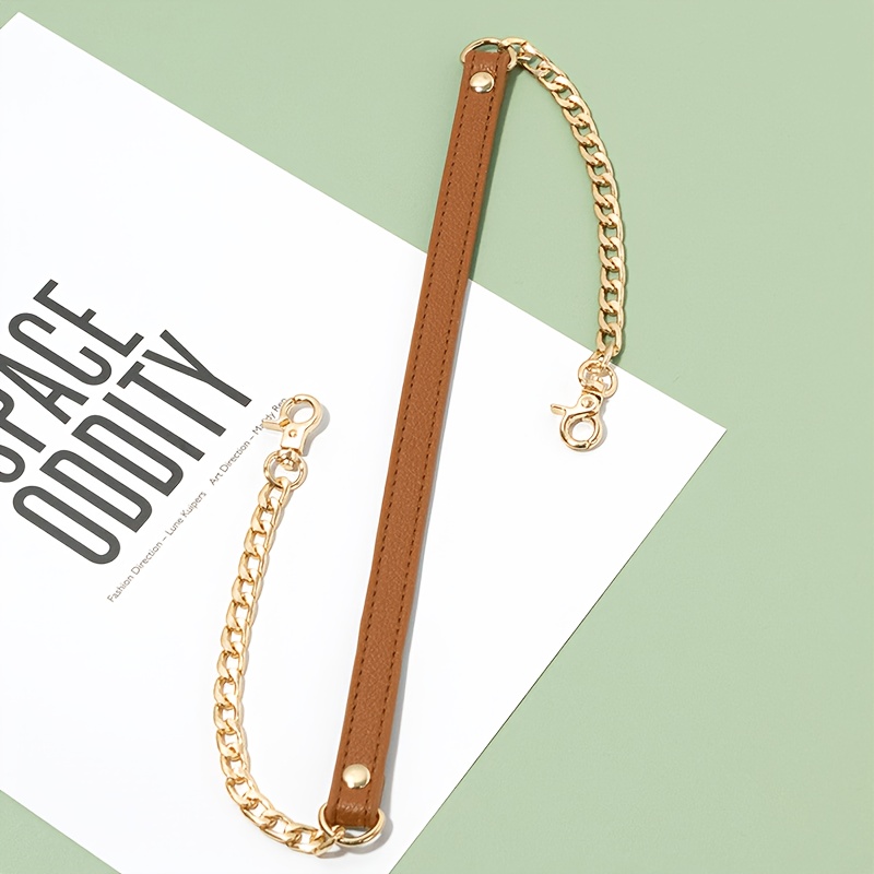 TEMU Single Golden Metal Chain With Black Strap - Stylish And Versatile, Suitable For Diy Handbag And Shoulder Bag Accessories. Features Safety