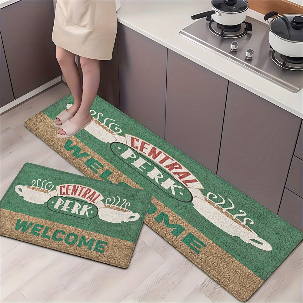 

Central Perk 2-piece Bath Rug Set, Non-slip Polyester Knit Rectangle Rug With Anti-slip Backing, High-density Velvet Surface, Machine Made Absorbent Bathroom Mat For Living Room, Bedroom, Laundry Room