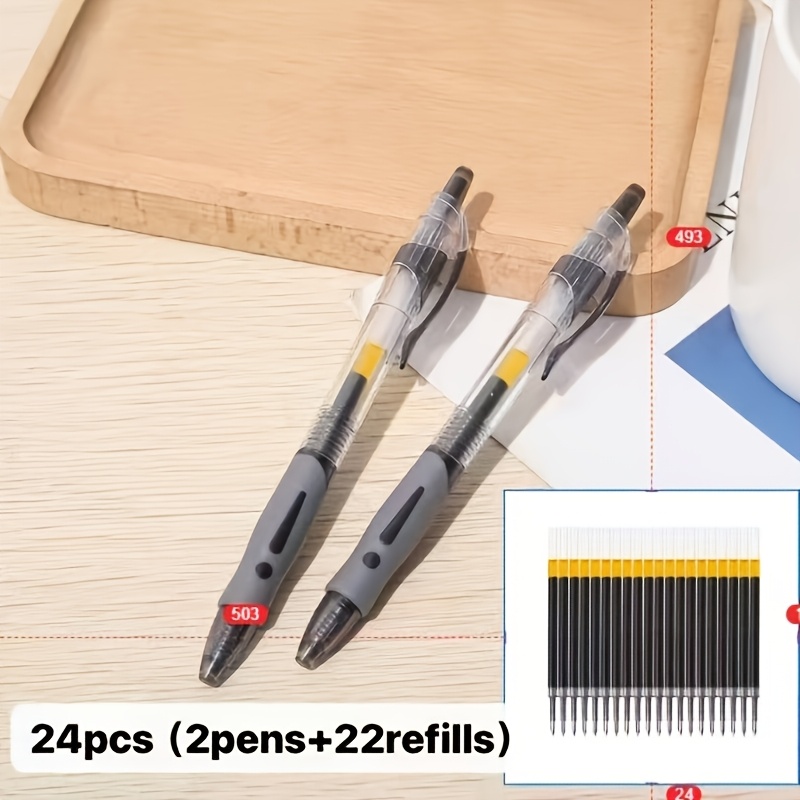 TEMU 24pcs Retractable Gel Ink Ballpoint Pens, Black Test Ballpoint Pens, Suitable For School, Office, And Home Use, Back To School, School Supplies,