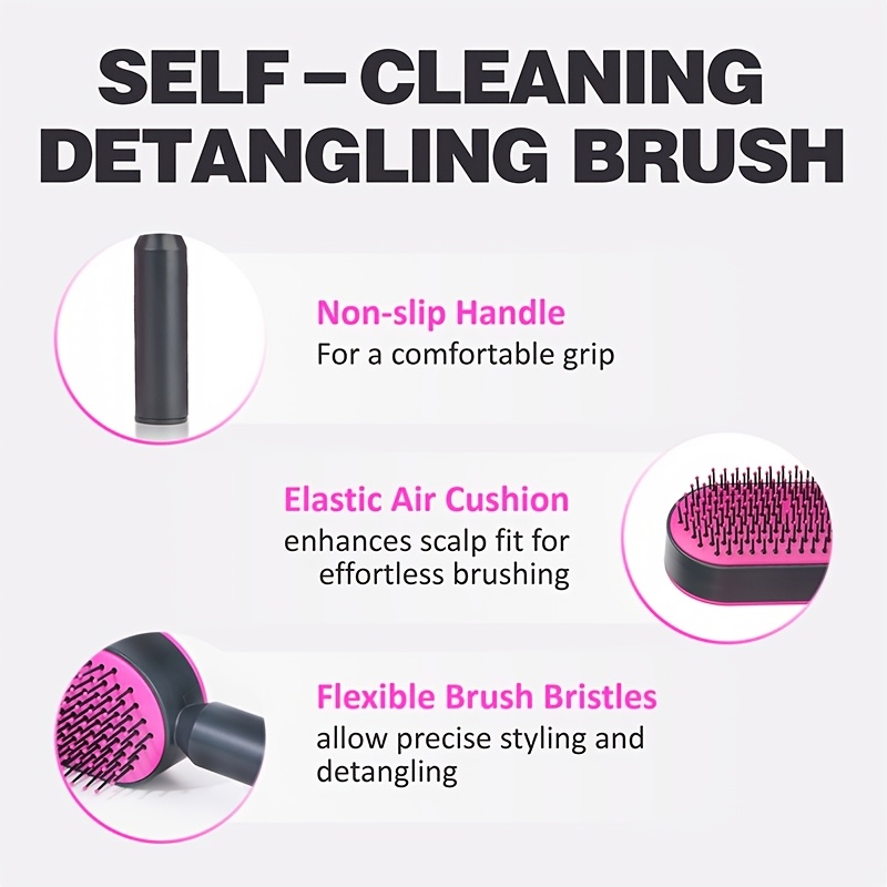 1pc Cepillo Desenredante de Presión para Limpiar con Puntas de Masaje y Tecnología -Nudos - Cerdas de Nylon Resistentes para Suavizado, Control de Frizz, Estilizado de Cola de Caballo - Cepillo para Mujeres, Hombres, Adolescentes, Todo Tipo de Cabello (Hogar y Viaje)