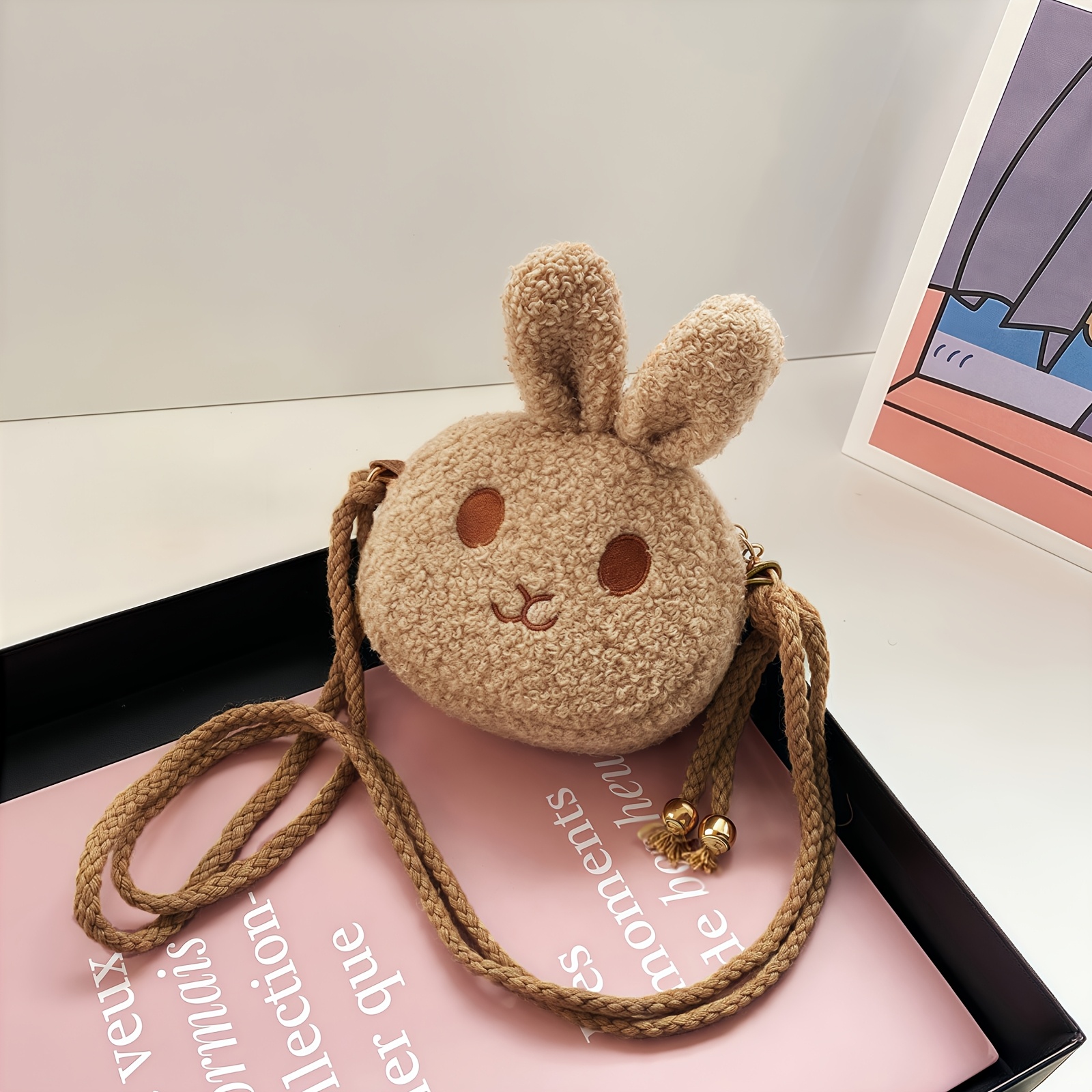 TEMU Adorables Bolsos Estilo , Monederos de Peluche de , Bolsos con Correas para el , Ideales para Guardar Auriculares, Monedas, Artículos Diarios y