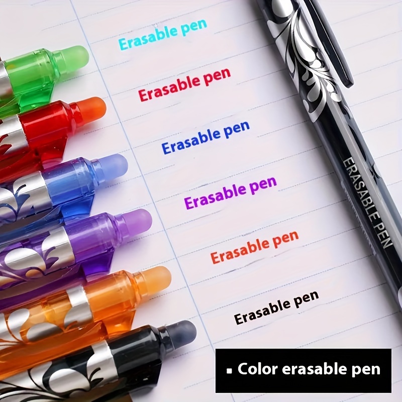 

12-pack Erasable Retractable Ballpoint Pen Set With Refills, Fine Point 0.5mm, Plastic Oval Body, Multi-color, Suitable For Students And Adults