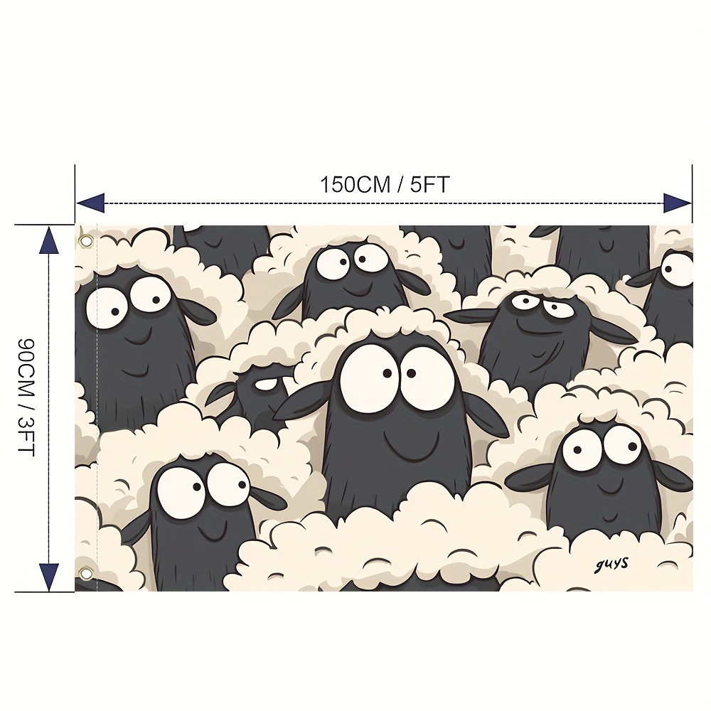 TEMU 1pc Whimsical Black & Cartoon Flag - Durable Polyester, Ideal For Indoor & Outdoor Decor, Yard, Home - No Stand Included, Garden Flag| Design|