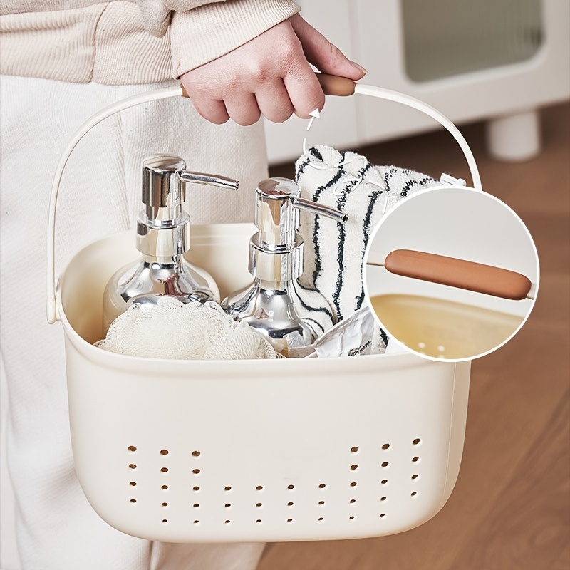 

Panier de Bain en Plastique Beige Extra-Large - Caddy de Douche Portable avec Trous de Drainage pour un Nettoyage Facile, Idéal pour les Articles de Toilette & le Rangement de Salle de Bain