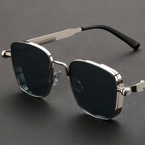 steampunk style sunglasses unisex sunglasses with uv protection mens sunglasses featuring spring decorated temples suitable for s travel business commutes and formal occasions with a cleaning cloth and anti slip nose pads