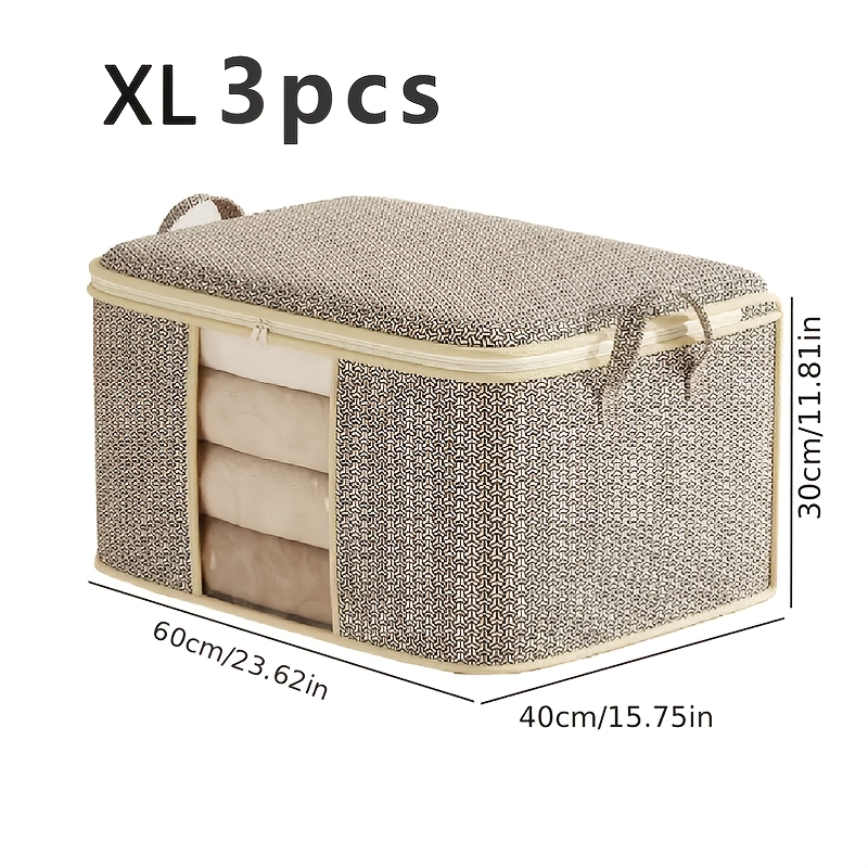 E-shop 3er-Set Elegante Vliesstoff-Aufbewahrungsbeutel - Staubdicht mit großem Fassungsvermögen für Kleidung, Decken, Kleiderschrank, Schlafzimmer und