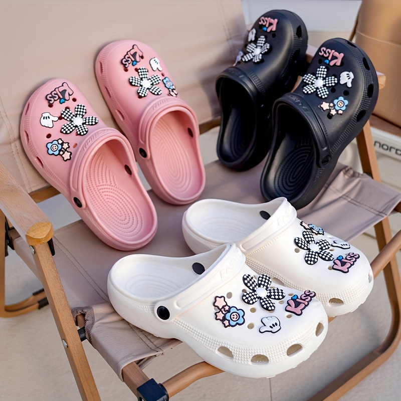 

Women's Eva Clogs With Stars & Floral Acessaries, Minimalist Hollow Out Design Slide Shoes, Casual Indoor & Outdoor Shoes