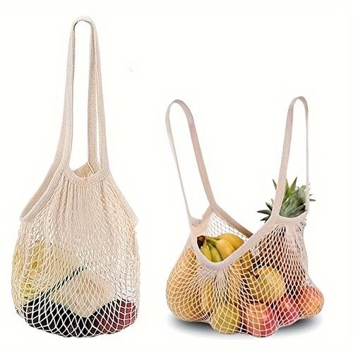 sturdy cotton mesh tote bag for fruits veggies ideal for shopping retail