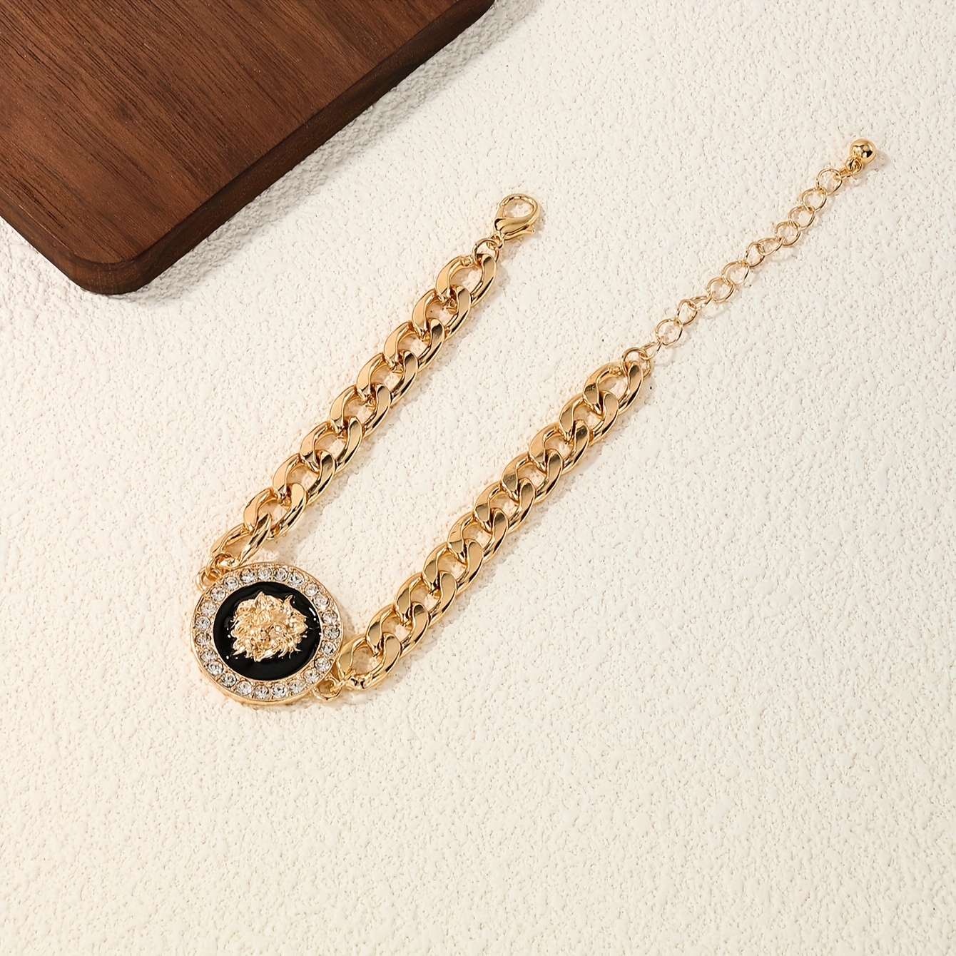 Cuban Link Bracelet with Lion Head Pendant Hip Hop Design