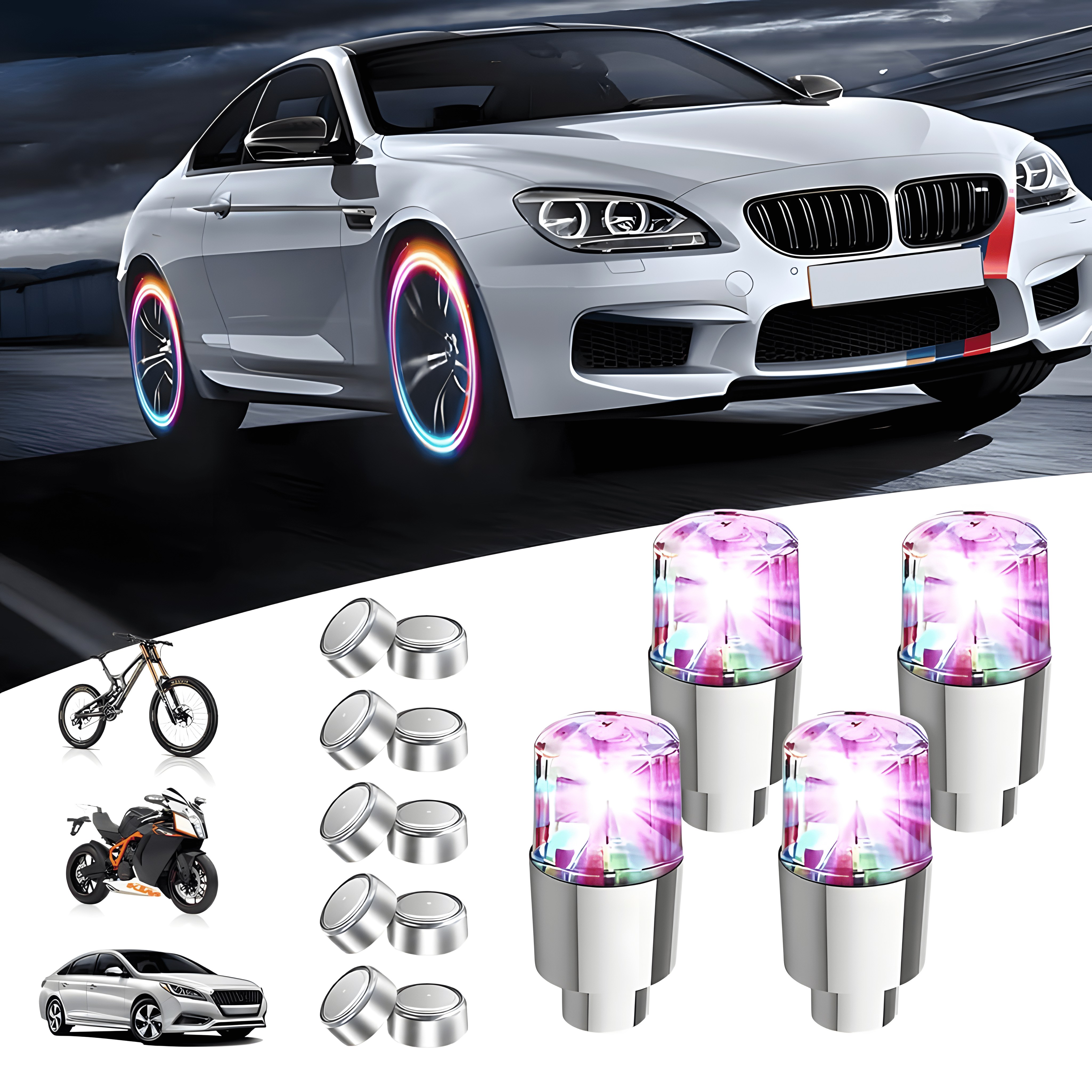 Led Car Wheel Tire Valve Lights Neon Spoke Flash Light - Temu