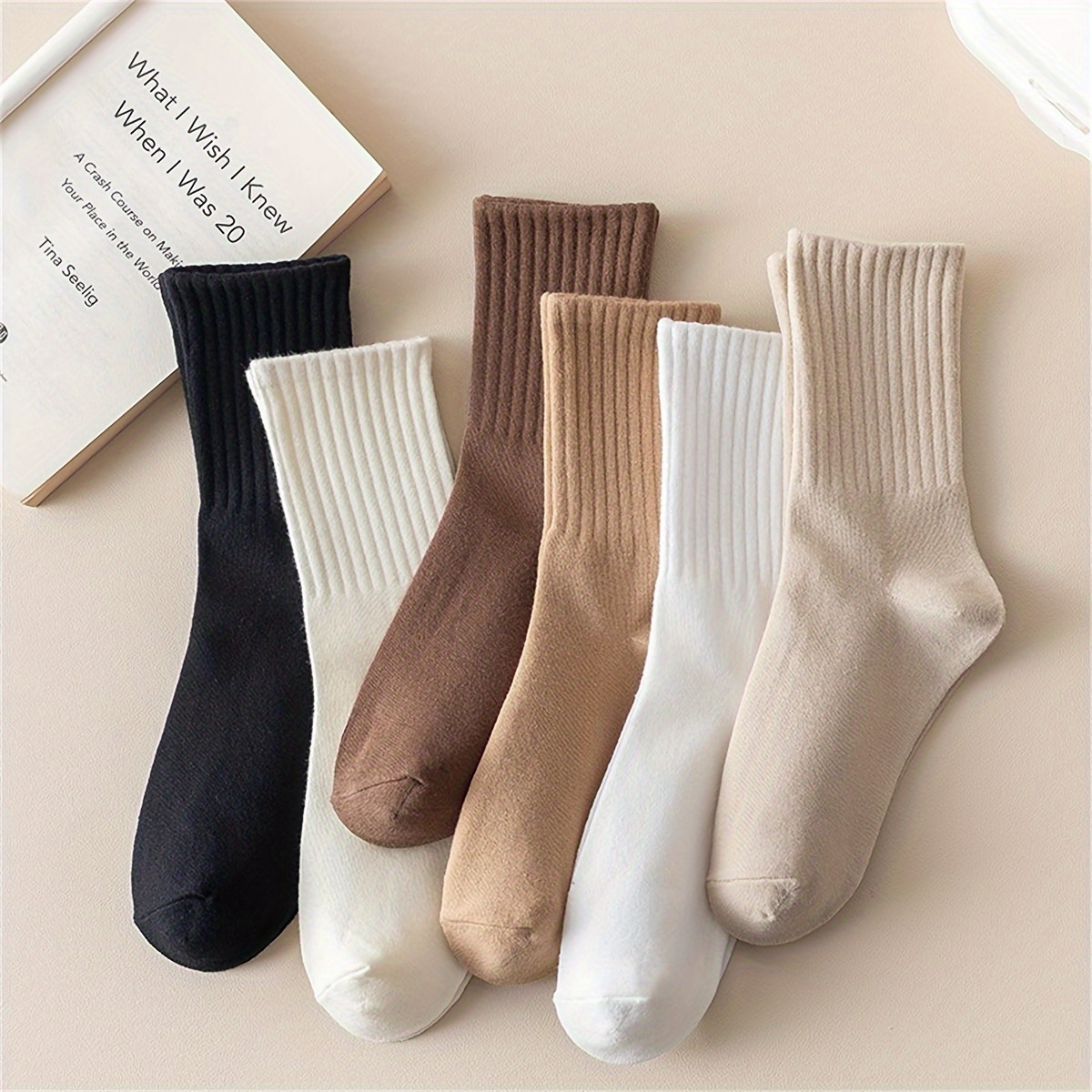 

10 Pairs Of Breathable Mid Tube Cotton Socks With Basic Style And Comfort - Solid Color, Durable And Multifunctional, Neutral Solid Color Soft Socks