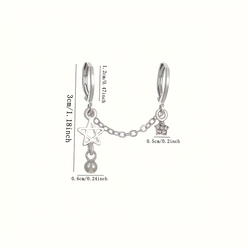 TEMU 1pc Vintage Silvery Pentagram Tassel Earrings | Daily Commuting/dating | Decorative Earrings | Christmas Gifts | Minimally Niche+high-end