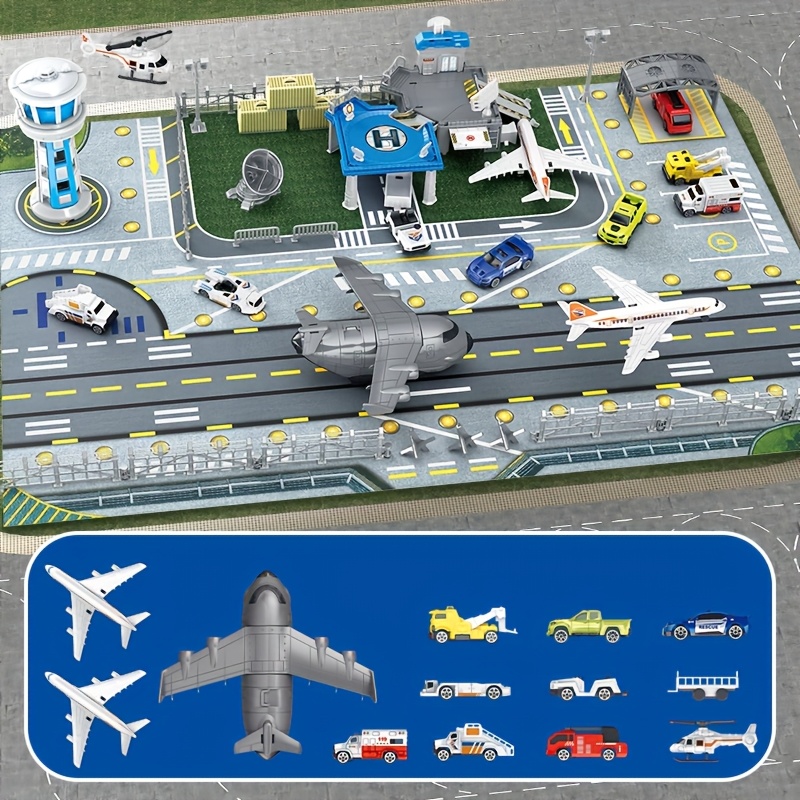 Image of Airport Scene Playset - Stem Toy For Children Ages 3-12, Ideal As Birthday, Christmas, Or New Year Gift