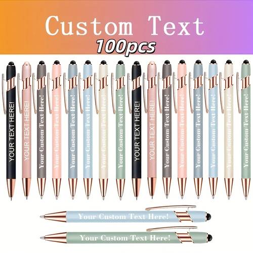 imagen del artículo 100 bolígrafos de lujo personalizados con pantalla táctil por láser, herramientas de escritura refinadas y personalizadas, y duraderos, regalos promocionales para de negocios publicitarios, bolígrafos para empleados de la