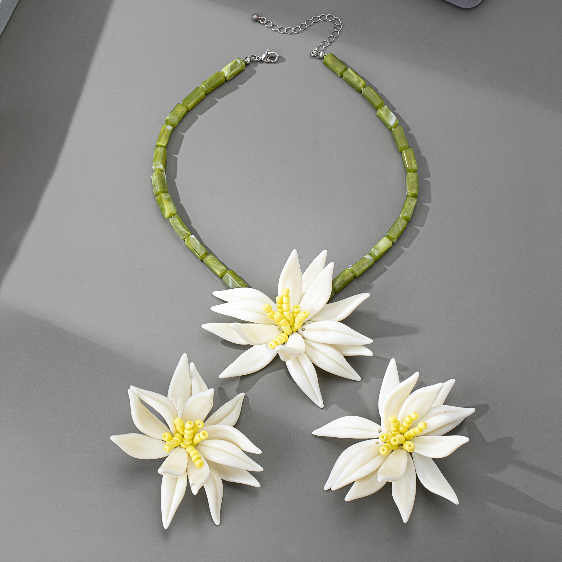 Romantic Floral Beaded Necklace & Earrings Set, Elegant Gift