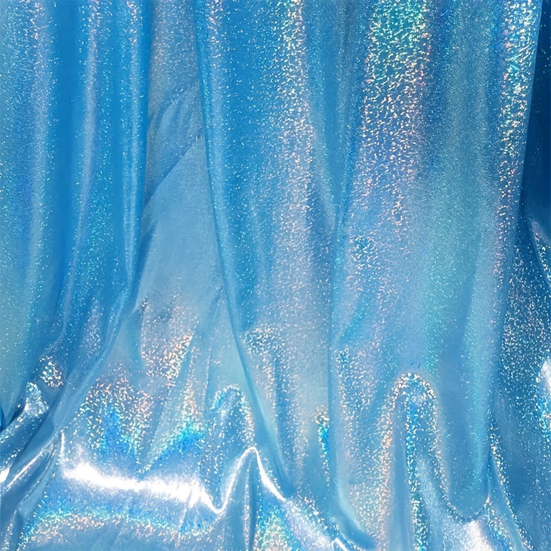 

1pc Tissu Holographique Bleu , 3 - Tissu Iridescent Découpé au Laser pour Loisirs Créatifs DIY & Costumes de Scène, Mélange de Polyester Lavable à , Idéal pour Décorations de Fête et de Vêtements