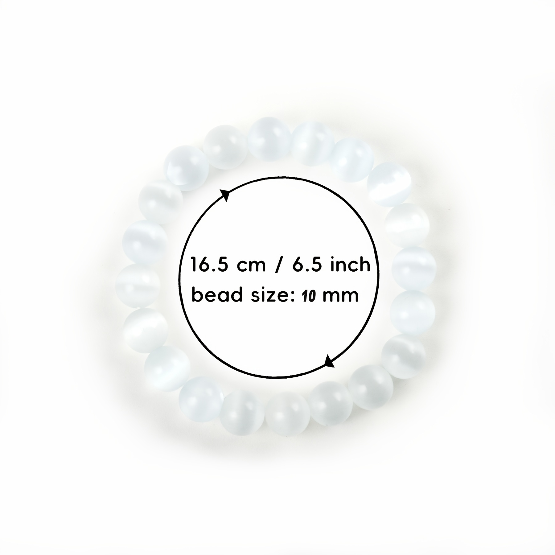 10mm Cat Eye Stone Beaded Bracelet - Stretchy Gemstone for Casual Attire