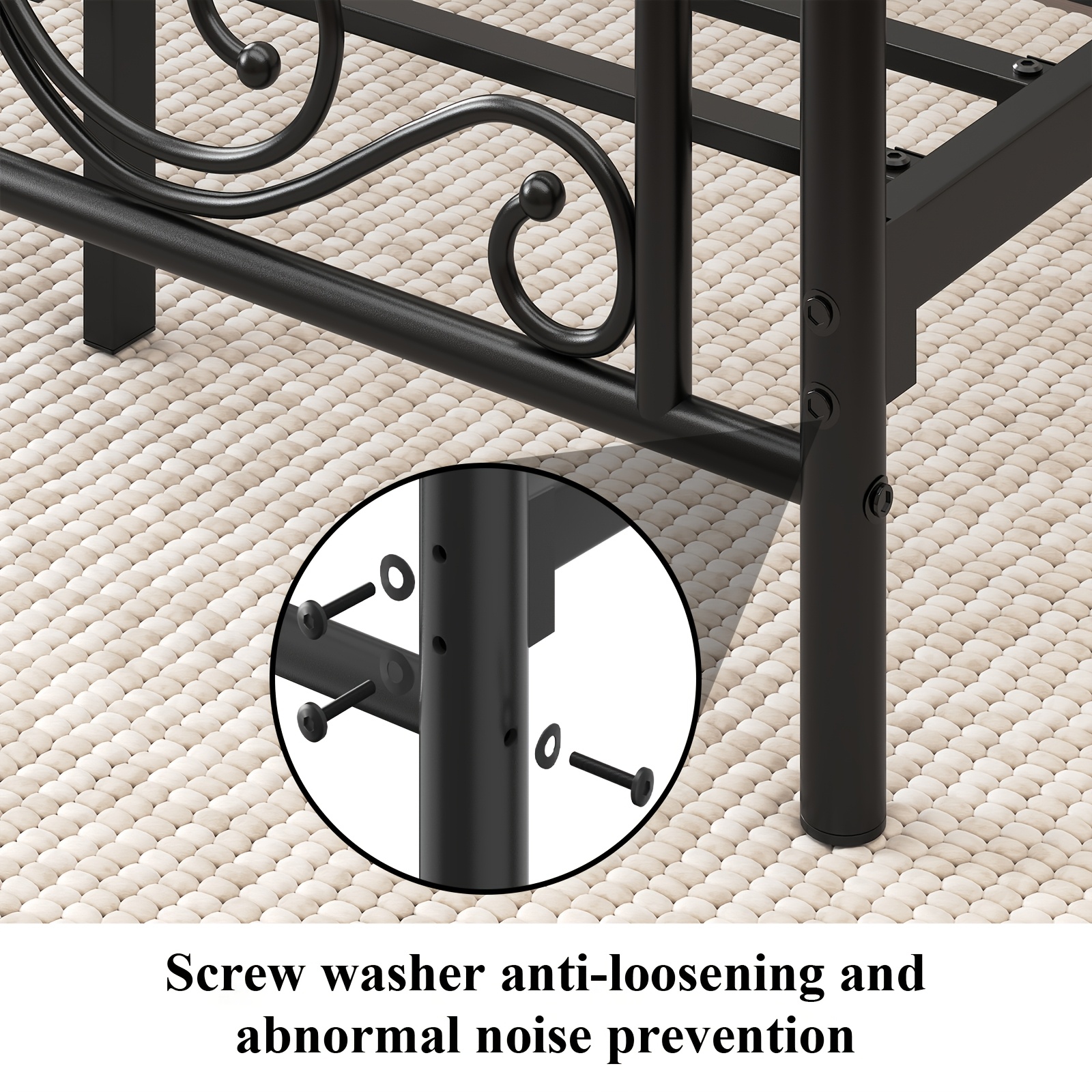 Bed Frame with Under-Bed Storage, Metal Platform Bed with Vintage Butterfly Pattern Headboard and Footboard, Twin/Full/Queen Size, No Box Spring Needed, Easy to Assemble, Noise-Free, Black/White