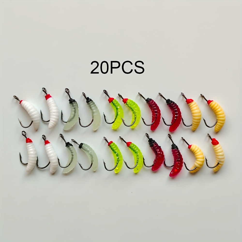 10pcs/20pcs Lure Fishing Soft Worms Mixed Colors Dip Head Bread Worms With Hooks Soft
