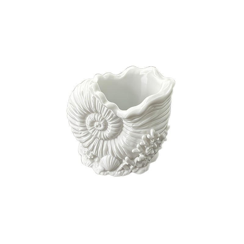 TEMU Three-dimensional Embossed Conch Coral Toothbrush Holder, Bathroom Toothbrush Toothpaste Comb 3d Printed Storage Tube, Desktop Makeup Brush