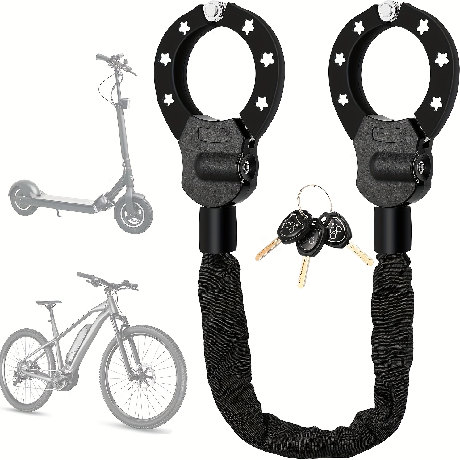 TEMU Bicycle Lock, Electric Scooter Lock, Bicycle Lock With Key, Lock, Anti-theft Bicycle Lock, Length 93cm, With , Suitable For Electric