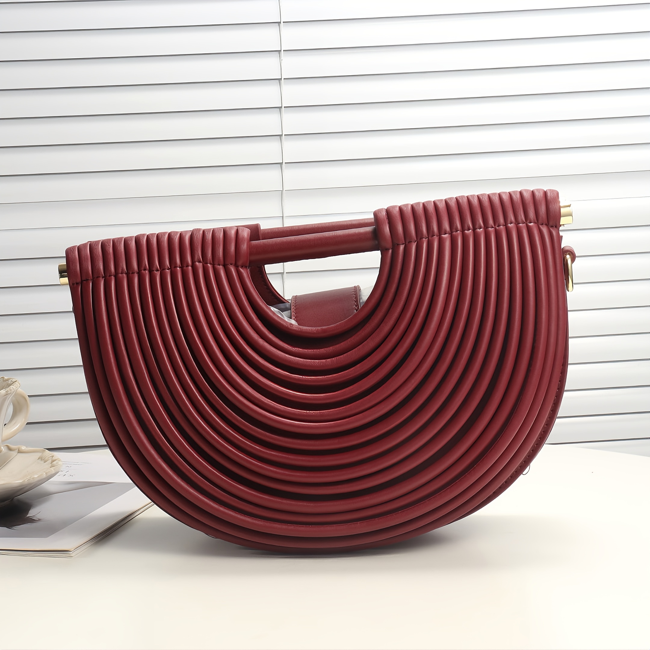 Luxury Women'S Large Capacity Party Handbag - Elegant PU Evening Clutch with Snap Closure, Adjustable Strap, Magnetic Closure, Polyester Lining, Striped Pattern, Perfect for Formal Events, Weddings, and Banquets - Exquisite Crossbody Bag for Daily Use and Wedding Accessories, Wedding Accessory | Elegant Clutch | Magnetic Closure Bag, Wedding Purse, Purse For Women, Handbag For Women, Wallet For Women