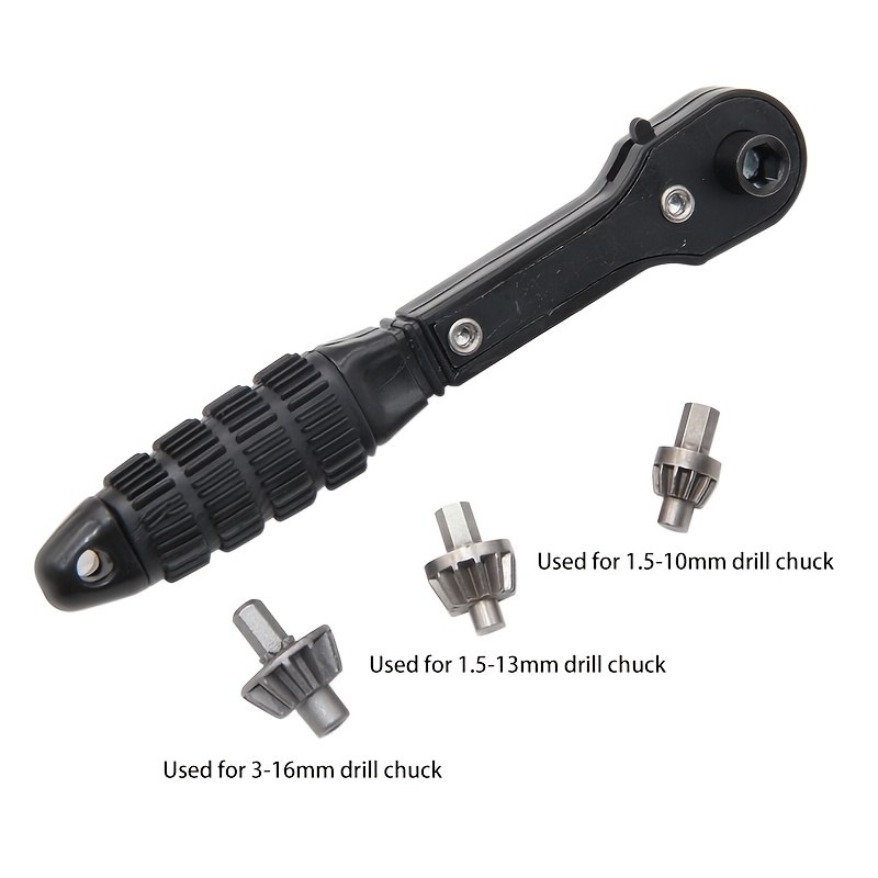 TEMU Ensemble de 4 clés de de perceuse 2-en-1 de type H avec 3 spécifications d'engrenages différentes, une outil noir polyvalent conçu pour ajuster