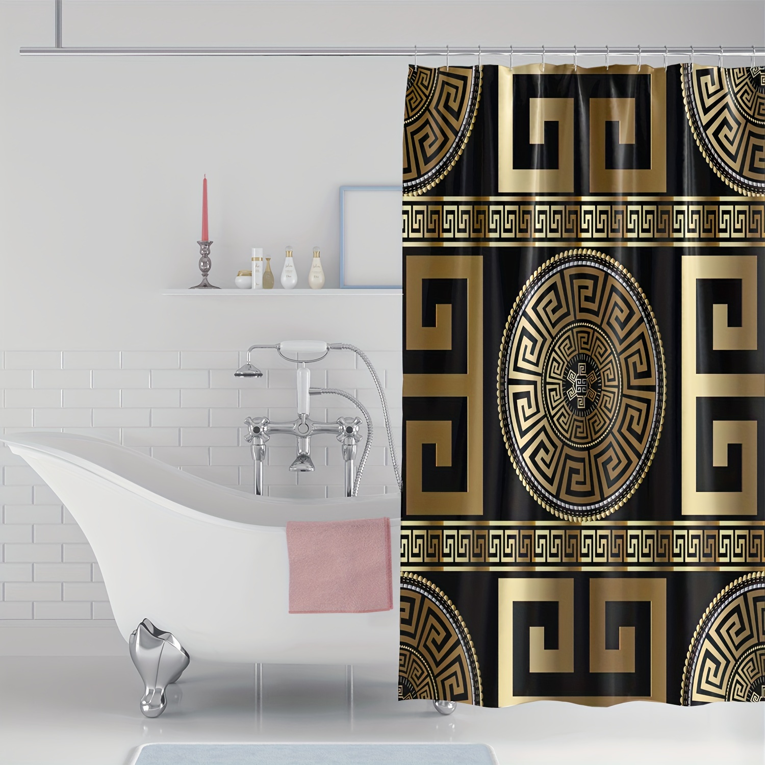 

1pc Geo Pattern Shower , Bath , Bathroom , Bathroom Decor