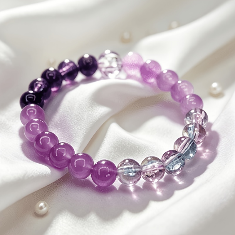 8mm Purple Gradient Ice-Cracked Glass Beads, Gift for Her